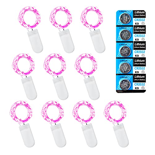 LEECOCO lichterkette batterie 1m，1m 10LED für längere Beleuchtung, rosa Licht， für Weihnachten, Party, Hochzeitsdekoration (10 Pack 1M 10 LEDs, Rosa) von LEECOCO