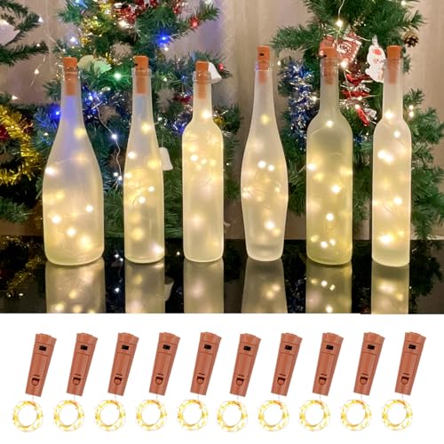 LEECOCO Led flaschenlicht, 2m 20led Lippenstift Aussehen（Doppelte Akkulaufzeit） Flaschenlichterkette korken， Fee lichterkette flaschenkorken für Weihnachten,Party, Hochzeit (16 Stück Warmweiß) von LEECOCO