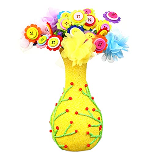 LEEINTO 2 Stück Blumen Aktivitätsspielzeug Kinder Interaktiv Für Spielzubehör Filzvase Handgefertigtes Geschenk Für Freundin Knopfstrauß von LEEINTO