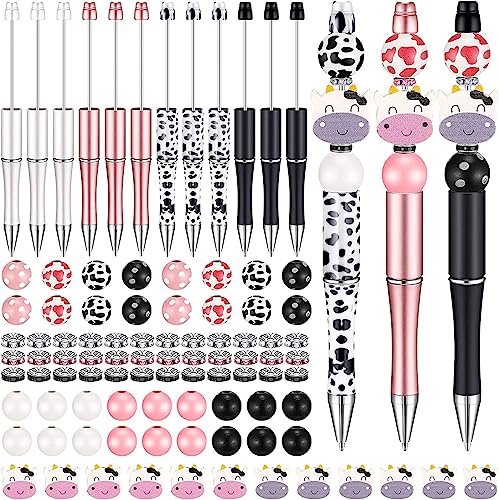 LEEINTO Holzperlen Stift Sets Personalisiertes Perlen Stift Set Kugelschreiber Perlenstift Material Schulkinder Perlen Stift Herstellungs Sets Kreative Bastelsets Holzperlen Bastel Set von LEEINTO