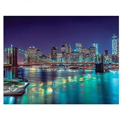 5D Diy Diamant Stickerei New York Skyline Landschaft,Vollbohrer Diamant Malerei Kreuzstich Strass Mosaik Aufkleber,60X80cm von LEELIYA