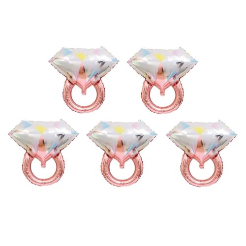 5 Pcs riesige Diamant Verlobungsring Ballons für Braut Dusche Hochzeit Party (Rose Gold) von LEEMASING