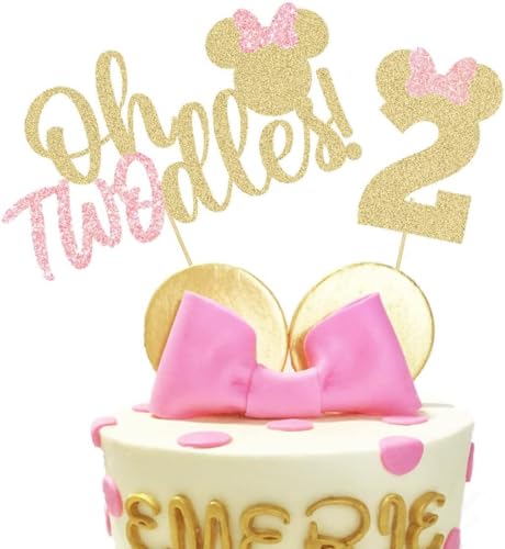 Tortenaufsatz mit Aufschrift "Oh Twodles Mouse", für Babyparty, Kindergeburtstag zum 2. Geburtstag, 10 Stück von LEEMASING