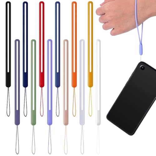 LEEQ 12 PCS Handgelenkschlaufe Schlüsselband Silikon - Handy Schlüsselband, buntes Handgelenkband für Universal Handy, für USB Laufwerk, Schlüsselanhänger, Brieftasche, MP3, Kamera, Abzeichen von LEEQ