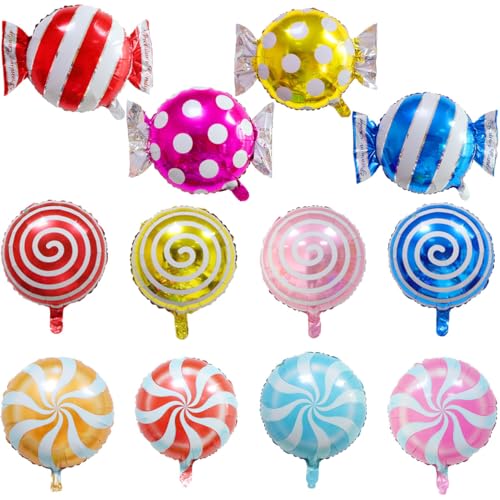 LEEQ 12pcs Luftballons Süßigkeiten - Folienballon Lollipop 18 Zoll, Candy Helium Ballons, Bunte Luftballon Bonbon, für Geburtstag Sommer Party Dekoration Kinder Geschenk von LEEQ