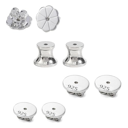 LEEQ 8 pcs Sterling Silber 925 Verschlüsse für Ohrstecker Ohrring - Silber Gold Ohrstecker Ohrring Stopper Ohrstopper Verschlüsse Sicher Ersatz für Pfosten, Hypoallergen Schmetterlings Verschlüsse von LEEQ