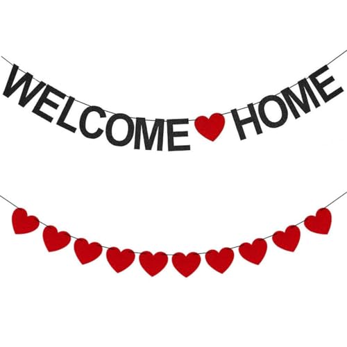 LEEQ Welcome Home Banner Girlande - Welcome Home Deko Familie Partei Willkommen Zuhause Banner für Familie Rückkehr Familienfeiern von LEEQ