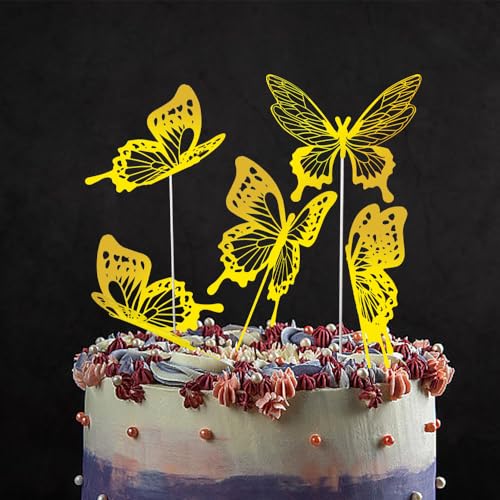 18 Stück Cake Topper Schmetterling Kuchen Deko Kuchen Topper tortendeko geburtstag mädchen kuchen dekoration geburtstag torten deko für mädchen schmetterling deko geburtstag Schwarz Schwarz von LEEWYOU