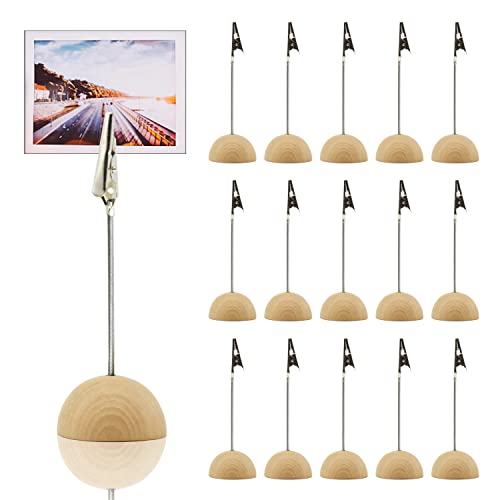 Fotohalter mit Klammern,20pcs Holz Kartenständer,Memohalter,Fotohalter Clip,Tischkartenhalter Platzkartenhalter,Memo Clip Halter mit Krokodilverschluss Holzsockel Fotoständer Tischkartenhalter von LEEWYOU