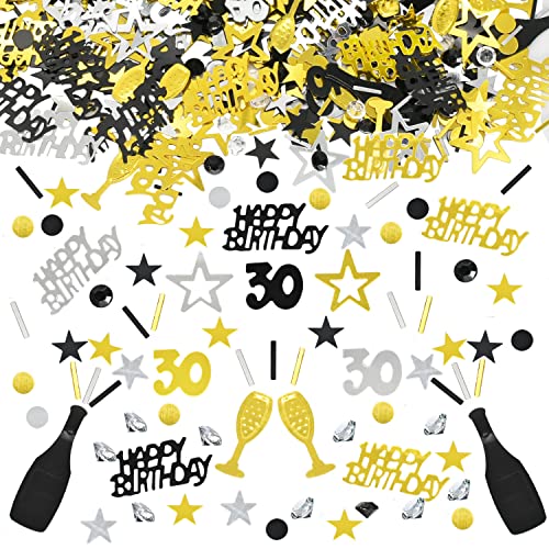 Konfetti 30 Geburtstag Deko,30 Tischdeko Geburtstag Confetti,Streudeko 30. Geburtstag Deko, Tischdeko 30 Geburtstag, Konfetti Streudeko Geburtstag schwarz Gold Silber,Glitzer Konfetti 63 Frauen Männer von LEEWYOU