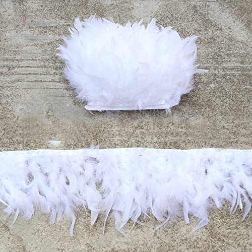 LEEYOX 5 Meter echte Truthahnfedern Zierfransen 10–15 cm Flauschiges Marabu-Federn-Band zum Basteln, DIY, Hochzeit, Kleidung, Dekoration, Dekoration von LEEYOX