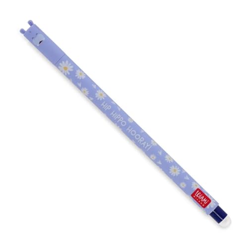 LEGAMI Löschbarer Gelschreiber, Nilpferd, thermoempfindliche Tinte, 0,7 mm Spitzendurchmesser, 15 cm Länge, blaue Tinte (2 Stifte) von LEGAMI