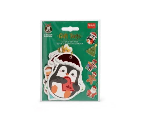 Legami - 10er-Set Verschlussetiketten für Weihnachtsgeschenkkarten, Etiketten für Geschenkverpackungen, 10er-Set sortierte Motive, 6,5 x 9 cm, FSC-Papier, Black von LEGAMI