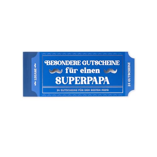 Legami - Block mit 24 Gutscheinen für Väter in deutcher Sprache, mit Aktivitäten für die Familie, Coupons mit Perforation zum Abreißen, Geschenkidee, Thema Papa, 20,3 x 8,4 cm von LEGAMI