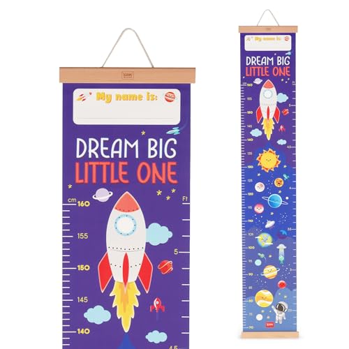 Legami - Dream Big Little One Messlatte zum Aufhängen für die Körpergröße von Kindern, bis 160 cm, 41 Sticker, mit Holzleisten, Raummotiv von LEGAMI