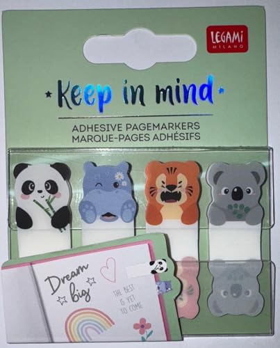 Legami - Keep in Mind Seitenmarker, 80 Seitenmarker Aufkleber (20 x 4), beschreibbare und entfernbare Aufkleber, Motiv Cute Animals, 7 x 5,5 cm von LEGAMI