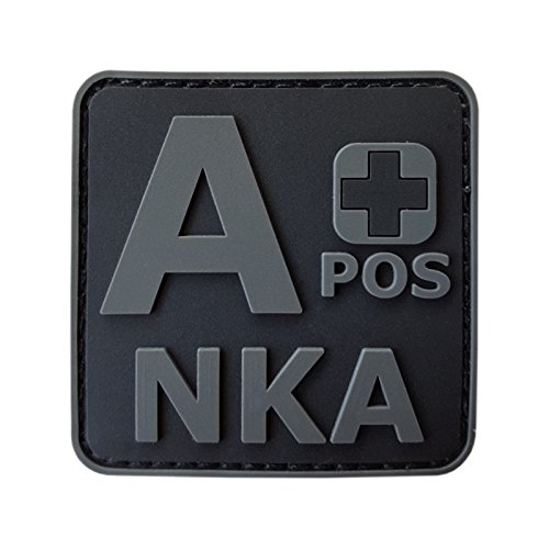 ACU All Black APOS A+ NKA Blood Type No Known Allergies Morale PVC Rubber Fastener Patch von LEGEEON