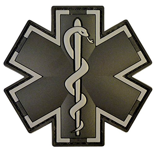 ACU Black EMS EMT Medic Paramedic Star of Life Morale Tactical PVC 3D Hook Patch von LEGEEON