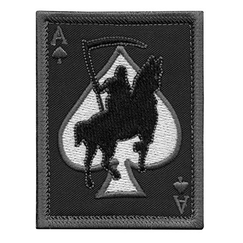 ACU Subdued Ace of Spades Grim Reaper Death Card Morale Tactical Skull Skeleton Fastener Patch von LEGEEON