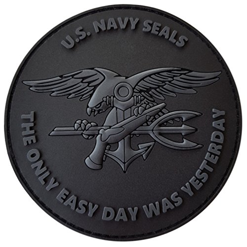 US Navy Seals The Only Easy Day Was Yesterday DEVGRU NSWDG Morale PVC 3D Touch Fastener Patch (Blackout Subdued) von LEGEEON