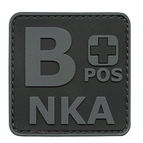 PVC Erste-Hilfe-Patch 2x2 B Positive Patch kompatibel mit Velcro PVC Patches für Caps und Plattenträger Blutgruppentyp Patch (Blackout Subdued) von LEGEEON