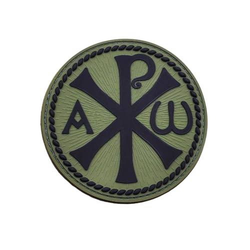 Chi Rho Jesus Christus Symbol Taktischer PVC Patch [Grün] Kompatibel mit Klett-Patches für Rucksäcke, Moral Patches, Patches für Mützen, christliche Patches von LEGEEON