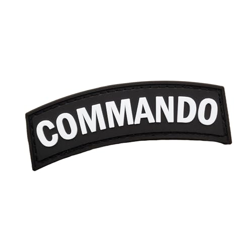 Commando Schulterlasche PVC Patch (Schwarz und Weiß) Kompatibel mit Klett-Patches für Rucksäcke, Schulterflicken, Militär-Patches, Airsoft Patches von LEGEEON