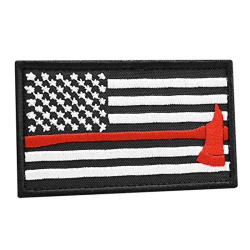 Firefighter Axe America Flag Thin Red Line 2x3.25 US Morale Hook Cap Patch von LEGEEON