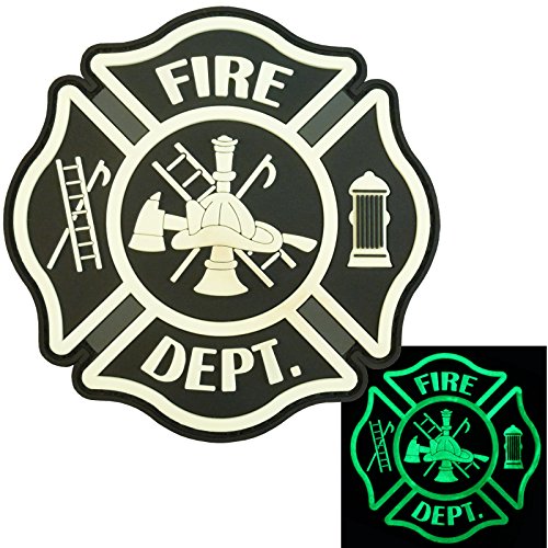 Fire Fighter Dept EMS EMT Rescue Firemen Engine Morale Gear PVC Touch Fastener Patch (Black and White Glow Dark) von LEGEEON