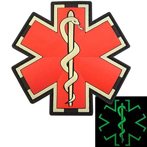 Medizinisches Kreuz Patch PVC EMS kompatibel mit Velcro Taktische Aufnäher für Rucksäcke Medizin Patch Sanitäter Patch Taktischer Sanitäter Aufnäher (Red Glow Dark) von LEGEEON