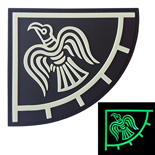 Norse Raben Banner PVC Patch Wikinger Patch kompatibel mit Velcro PVC Patches für Rucksäcke Wikinger Patches für Westen Wikinger Moral Patch Wikinger Patches für Hüte (Schwarz und Weiß Leuchten Dunkel von LEGEEON