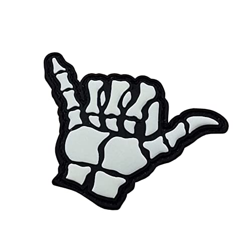 Glow Dark Shaka Hang Loose Gesture Bone PVC GITD Patch von LEGEEON