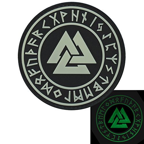 Valknut Patch PVC Wikinger Patch kompatibel mit Velcro Plattenträger Patches für Rucksäcke Wikinger Patches für Hüte PVC Patches Wikinger Morale Patch Wikinger Patch Norse Patch (Schwarz und Weiß Glow von LEGEEON