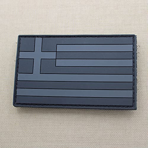 Greece Hellas Flag Subdued Balckout PVC Morale Rubber Patch von LEGEEON