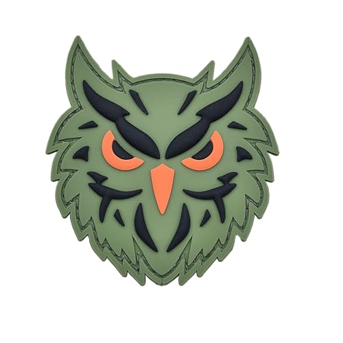 Green Tactical Owl Night Hunter Watcher Moral PVC Patch Kompatibel mit Velcro Klett-Patches für Hüte, Taktische Patches, Molle Zubehör Militär Patches, Patches für Rucksäcke von LEGEEON