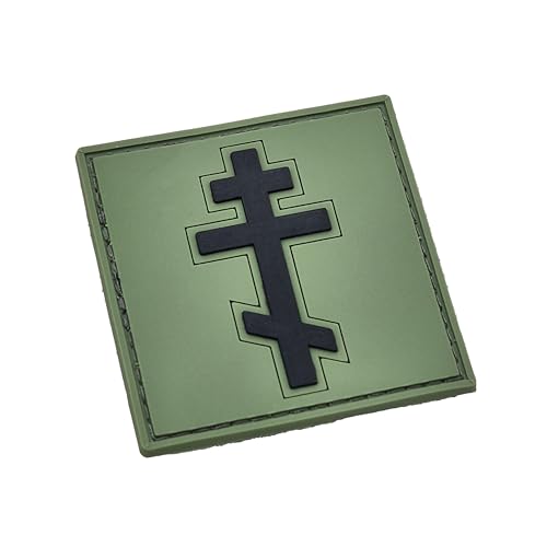 Tactical Orthodox Cross Eastern Christian PVC Patch Kompatibel mit Velcro Klettpatches, Taktische Patches, Molle Zubehör Militär Patches, Patches für Rucksäcke (Green) von LEGEEON