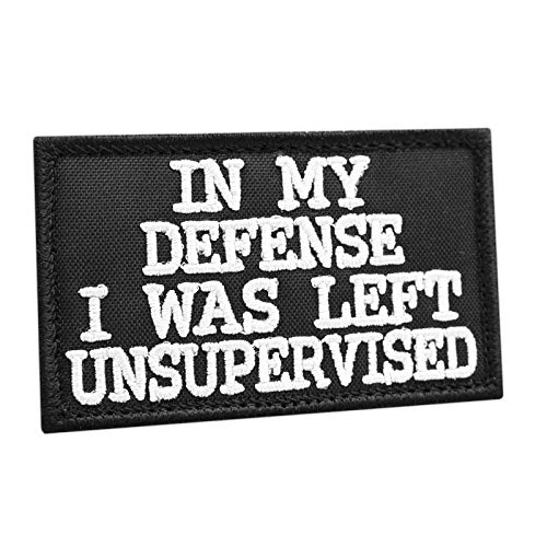 In My Defense Was Left Unsupervised 2x3.25 US Tactical Morale Touch Fastener Cap Patch von LEGEEON