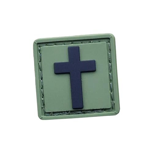 Kleiner Mini 1x1 Kruzifix Jesus Christus PVC Christian Patch [Grün] Kompatibel mit Klett-Patches für Rucksäcke, Moral-Patches, Patches für Kappen von LEGEEON