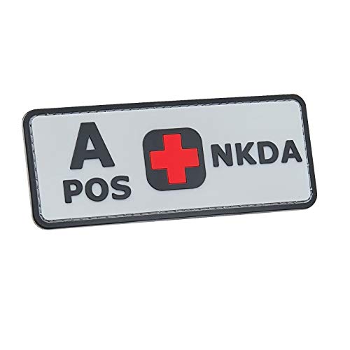 ACU Gray A POS Blood Type NKDA Combat Tactical PVC Rubber 3D Touch Fastener Patch von LEGEEON