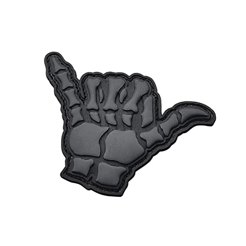 Blackout Shaka Hang Loose Gesture Bone PVC GITD Patch von LEGEEON