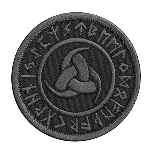 LEGEEON Blackout Subdued Triple Odin Horns Triskelion Viking Norse Runic Heathen Pagan Morale Tactical Hook&Loop Patch von LEGEEON