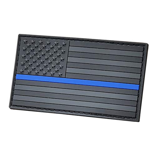 Schwarzer der amerikanischen Flagge kompatibel mit Velcro Patches für Rucksäcke Hut Patches für Kappen PVC-Patches für Westen Taktische Patches für Hüte Plattenträger-Patc (Blackout Thin Blue Line) von LEGEEON