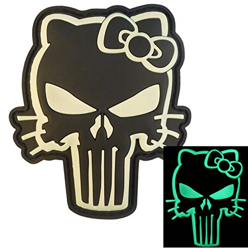 Glow Dark Punisher Hello Kitty GITD Army Morale Tactical PVC Rubber 3D Hook Patch von LEGEEON