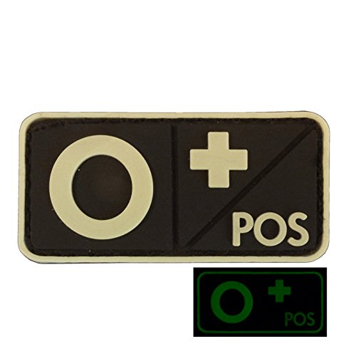 Mini Erste Hilfe Patch PVC O Positive Patch [Schwarz und Weiß Leuchtend] kompatibel mit Velcro PVC Patches für Hüte,Plattenträger Patches,Ifak Patch,Erste Hilfe Kit Patch,Blutgruppen Patch,O Pos Patch von LEGEEON