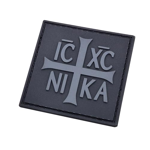 LEGEEON Orthodoxes Byzantinisches Kreuz ICXC Nika Christ Conquers Christogramm PVC Patch (schwarz) kompatibel mit Klettverschluss – Patches für Kleidung, taktische Ausrüstung, Plattenträger, von LEGEEON