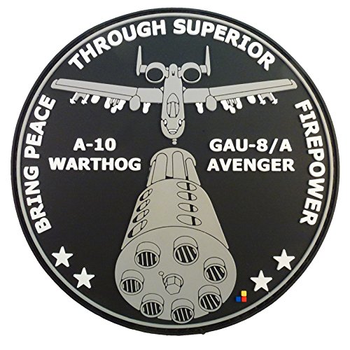 A-10 Warthog GAU-8/A Avenger PVC Patch [Schwarz Grau Weiß] kompatibel mit Velcro Aufnäher für Rucksäcke,PVC Patches,USAF Patches,Morale Patches,Taktische Patches,Molle Patches von LEGEEON