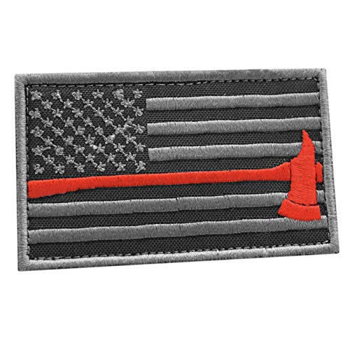 Subdued Firefighter Axe America Flag Thin Red Line 2x3.25 US Morale Touch Fastener Cap Patch von LEGEEON