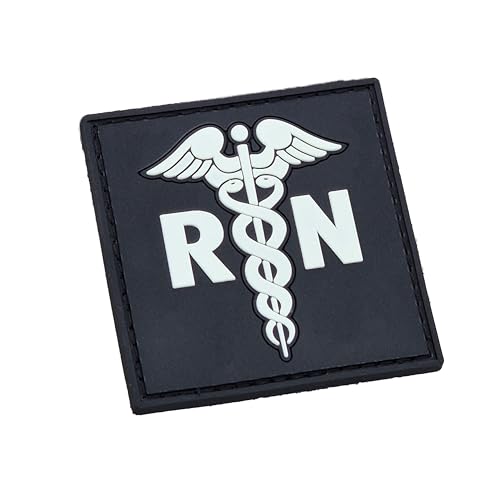 LEGEEON Tactical Medic Caduceus Registered Nurse RN Medizinischer PVC-Gummi-Patch (schwarz/weiß), kompatibel mit Klettverschluss, Flicken für Kleidung, taktische Ausrüstung, Plattenträger, von LEGEEON