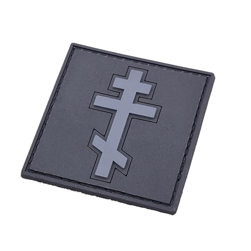 LEGEEON Taktisches orthodoxes Kreuz Ostchristliches PVC-Gummi-Patch, kompatibel mit Klettverschluss, Flicken für Kleidung, taktische Ausrüstung, Plattenträger, Airsoft-Weste und Patches für Hüte von LEGEEON