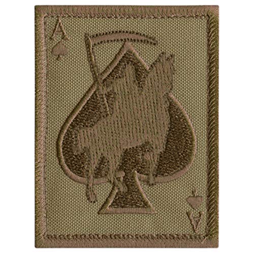 Tan Coyote Ace of Spades Grim Reaper Death Card Morale Tactical Skull Skeleton Klettverschluss Patch von LEGEEON